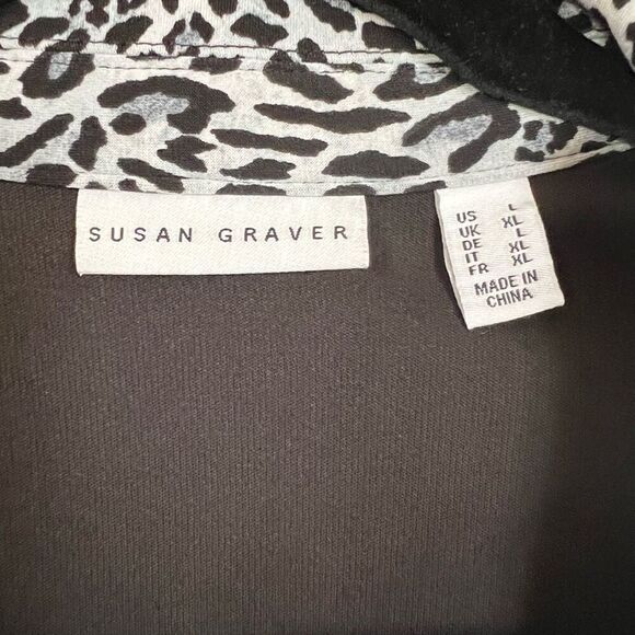 Susan Graver Blazer Women's Large Multi-Color Leopard Print Soft Single Breasted - Picture 8 of 16